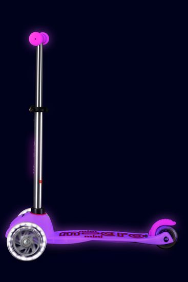 Самокат Mini Micro Deluxe Glow (светящийся) LED морозный розовый