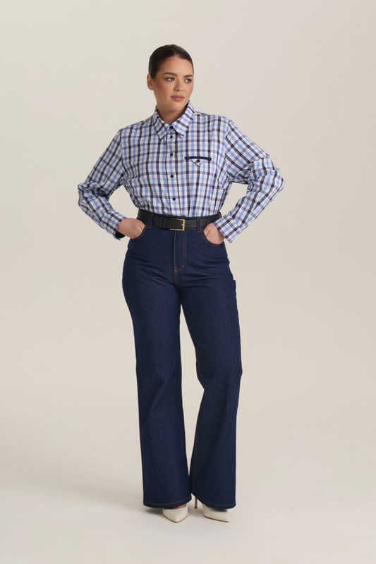 Джинсы расклешенные, темно-синий