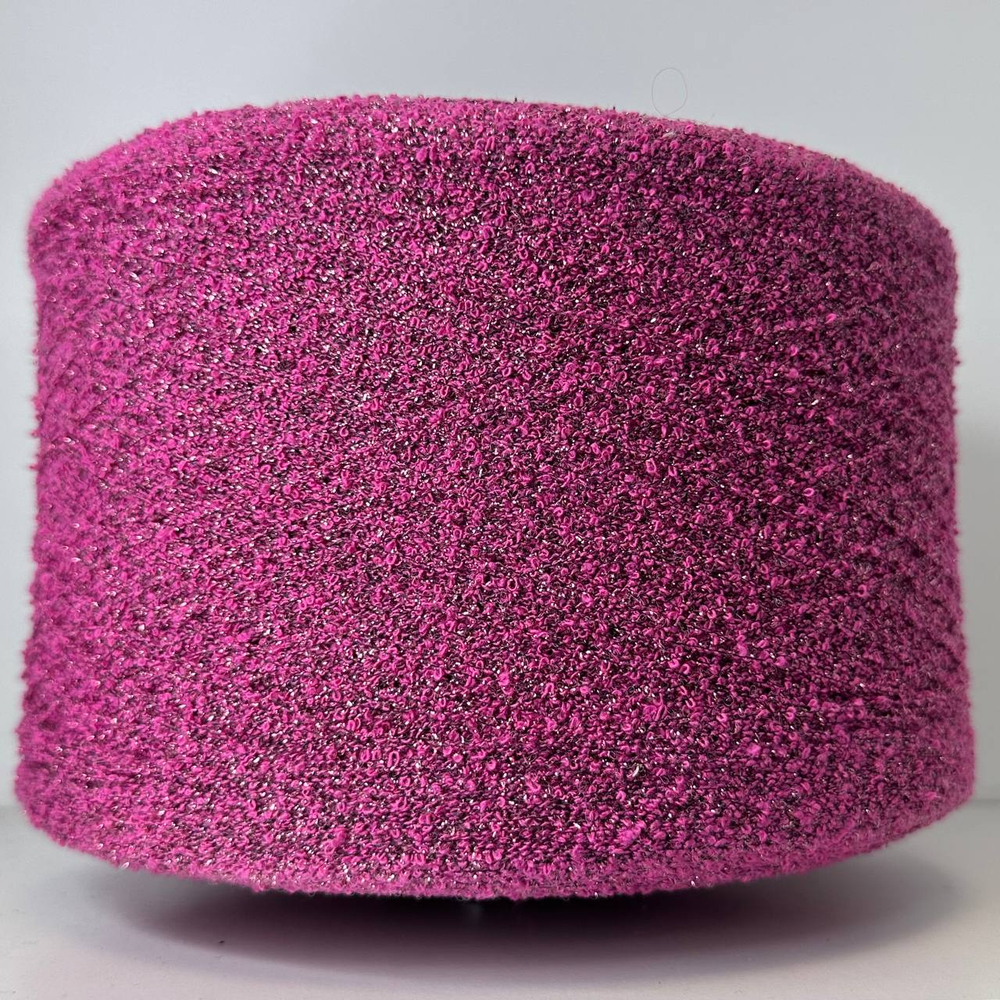 CABALLERO - Azeta Filati; хлопок, люрекс, п/а; мелкое букле; 650м/100гр; цвет: «розовая орхидея» на черной нити, люрекс в цвет;