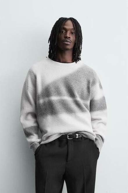 ZARA ДЖЕМПЕР С ПРИНТОМ, ЖЕЛТОВАТО-БЕЛЫЙ