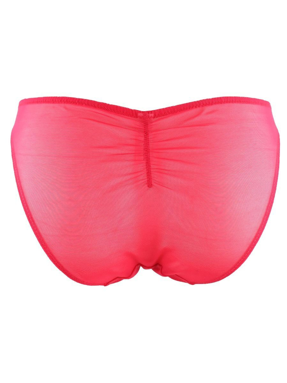 Трусики-слипы с вышивкой в виде пионов (Размер: XS) (Цвет: малиновый)