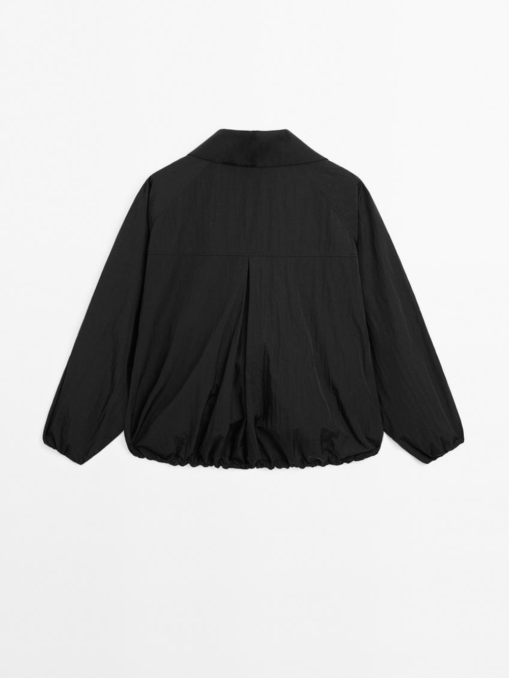 Massimo Dutti Бомбер с высоким воротником, черный