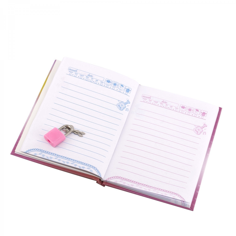 Блокнот в футляре, 12,5 см * 16,0 см, 7БЦ, Alingar, ламинация, замочек, линия, 45 л., "Домик в розах", розовый