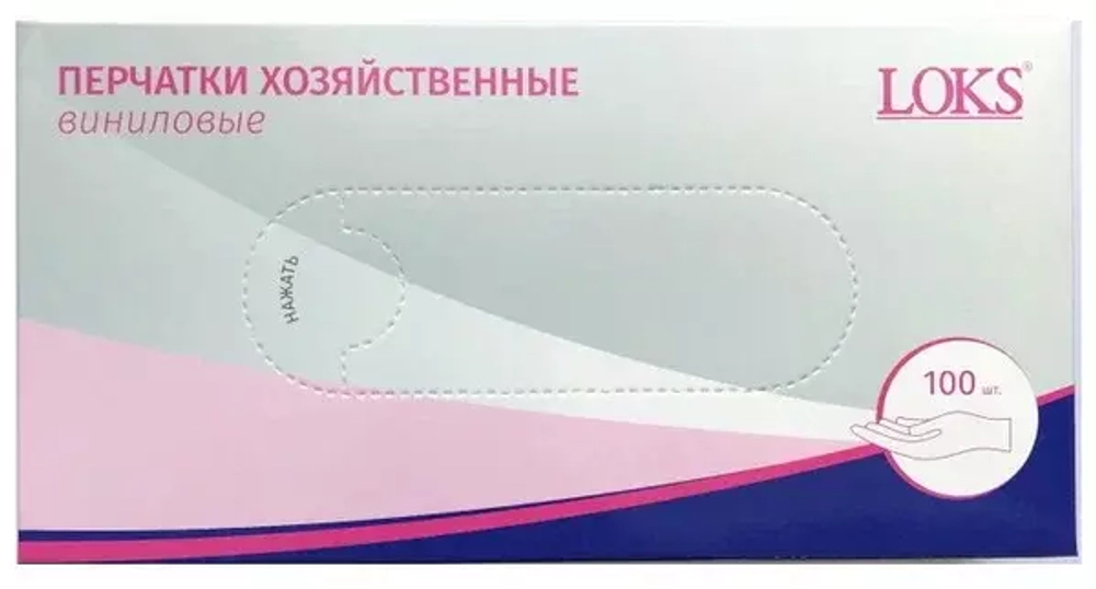 "LOKS" Перчатки виниловые неопудренные L (1 пара)