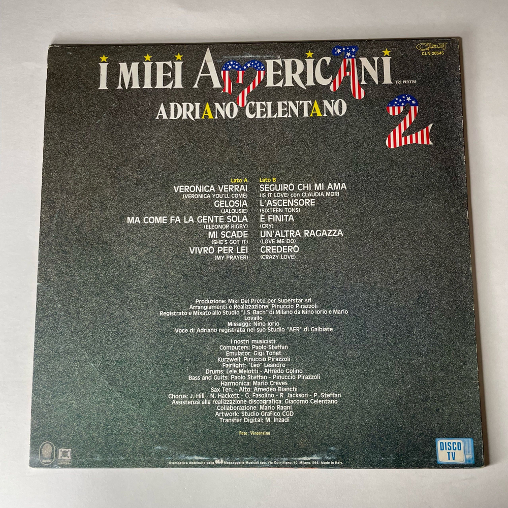 Винтажная виниловая пластинка LP Adriano Celentano Адриано Челентано, I Miei Americani (Tre Puntini) 2 (Италия 1986) Veronica Verrai