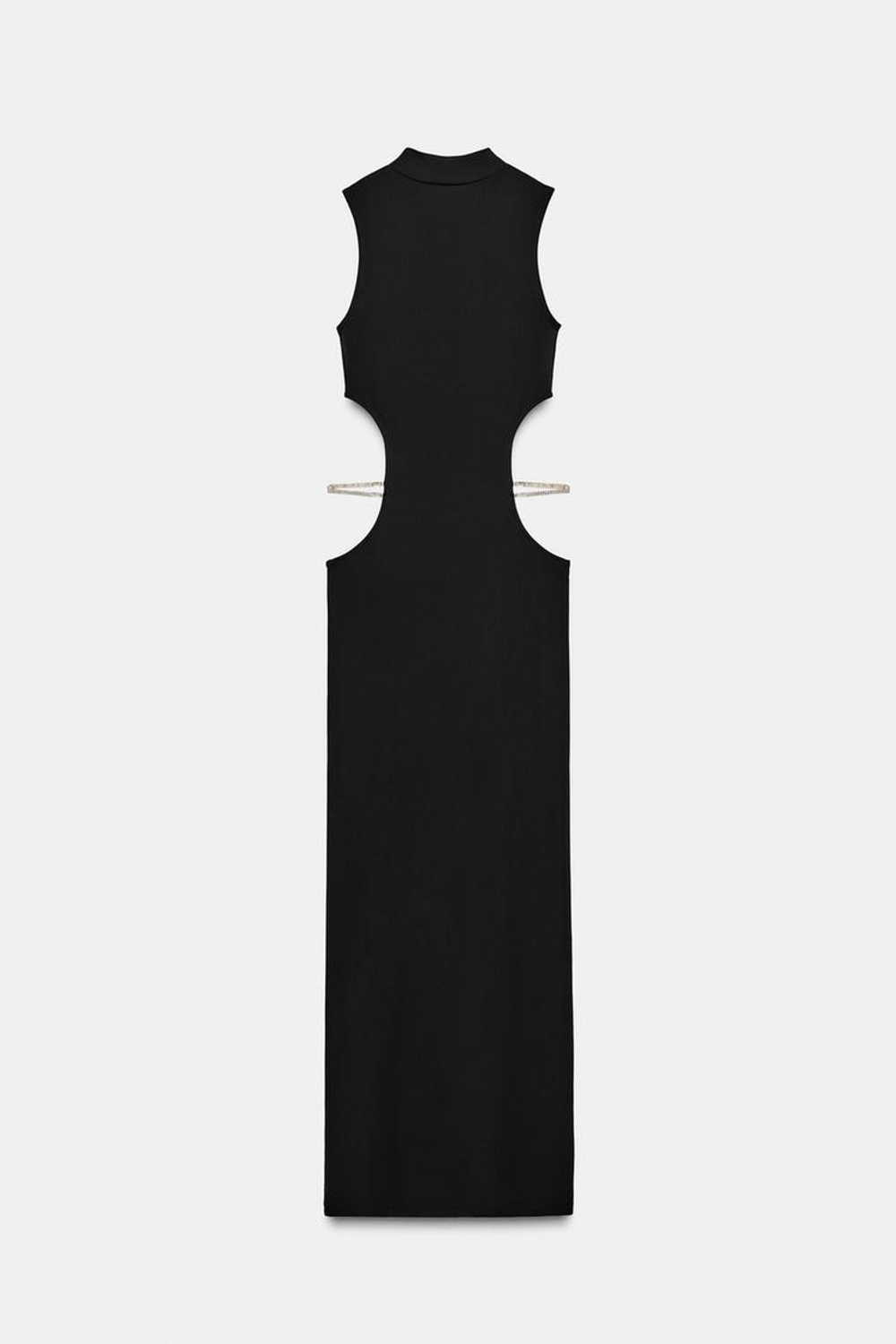 ZARA ПЛАТЬЕ С ВЫРЕЗОМ И СТРАЗАМИ, ЧЕРНЫЙ