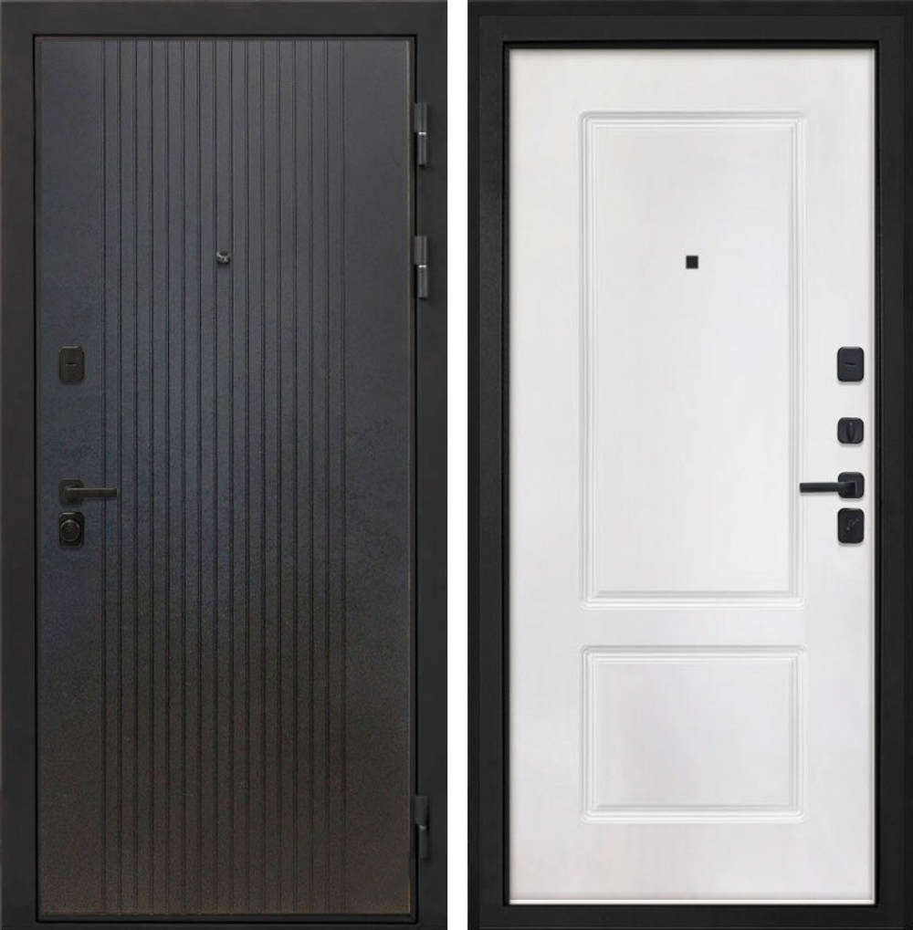 Входная металлическая дверь Интекрон Профит Лофт черный / КВ-2 (белая, без текстуры)