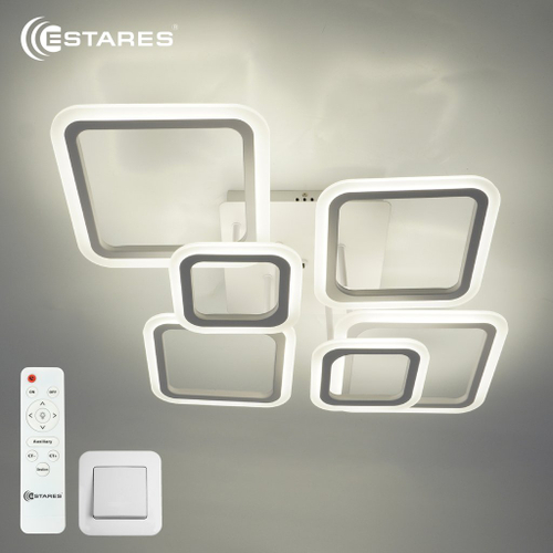 Управляемая светодиодная люстра OVAL 90W 6S-RC-810x600x175-WHITE/WHITE-220-IP20