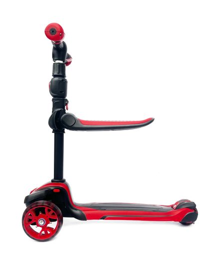 Самокат-беговел со светящимися колёсами 3 в 1 Scooter Micar Moby Black-Red