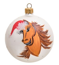 НФШ-1330/1 Ел. украшение Шар «Конь в новогоднем колпаке» 90 мм
