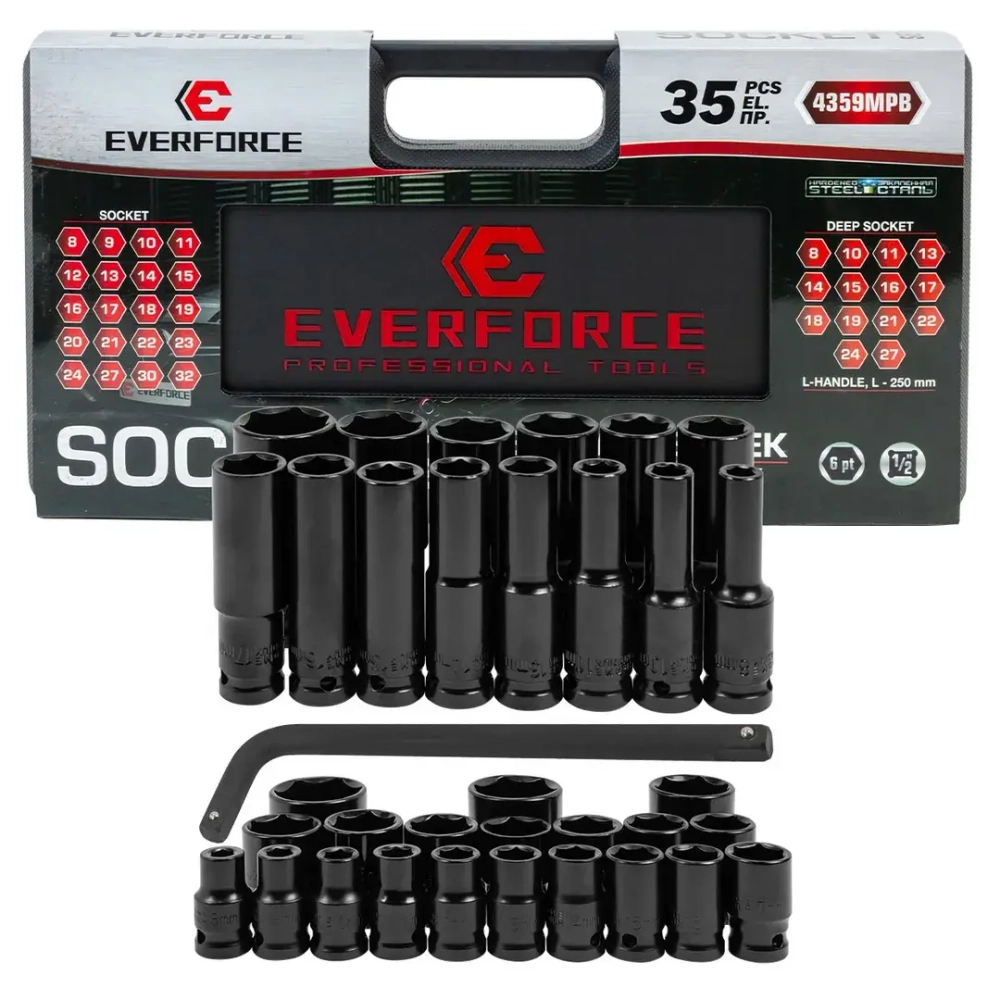 Набор головок 35пр. 1/2''6pt EVERFORCE EF-4359MPB