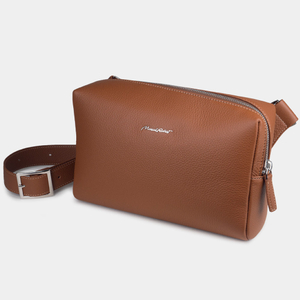 Сумка поясная Slash из кожи теленка, цвета карамель