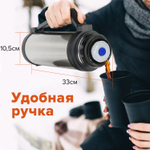Термос LAIMA классический с узким горлом 1 8 л нержавеющая сталь пластиковая ручка