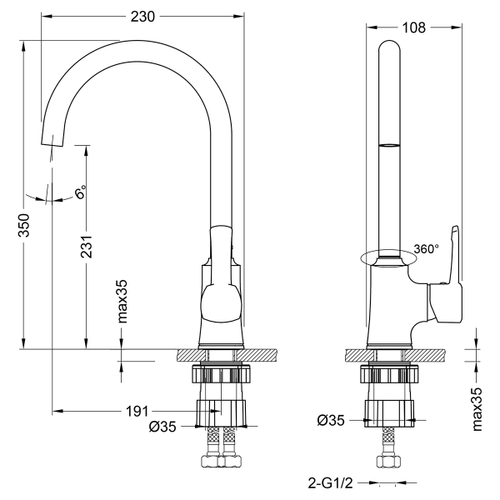 Смеситель для кухни Lemark Evitta LM0505C с высоким поворотным изливом