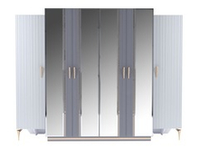 Шкаф 6-х двер с ножками "Самира" серо-белая