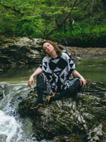 Накидка с этническим геометрическим рисунком черная