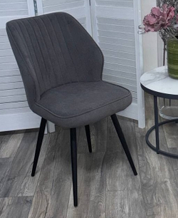 Стул РОССО 360 град. поворот. B28 Темно-серый, велюр / черный каркас, М-City