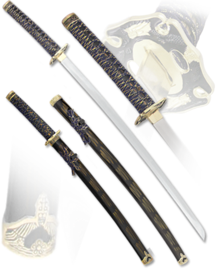 Armas Del Mundo Набор самурайских мечей, 2 шт. Ножны синие с желтым