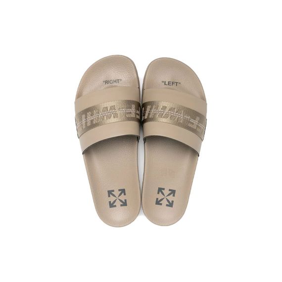 Off-White Caution Stripe Slide 'Light Khaki'