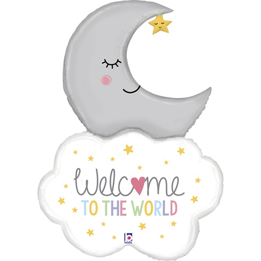 Шар-фигура, фольга, Новорожденный. Месяц спящий. WELCOME TO WORLD (GRABO), 42/107 см,