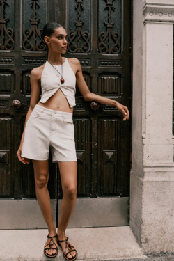 ZARA КОРОТКИЙ ДЖИНСОВЫЙ ЖИЛЕТ Z1975, ЭКРЮ