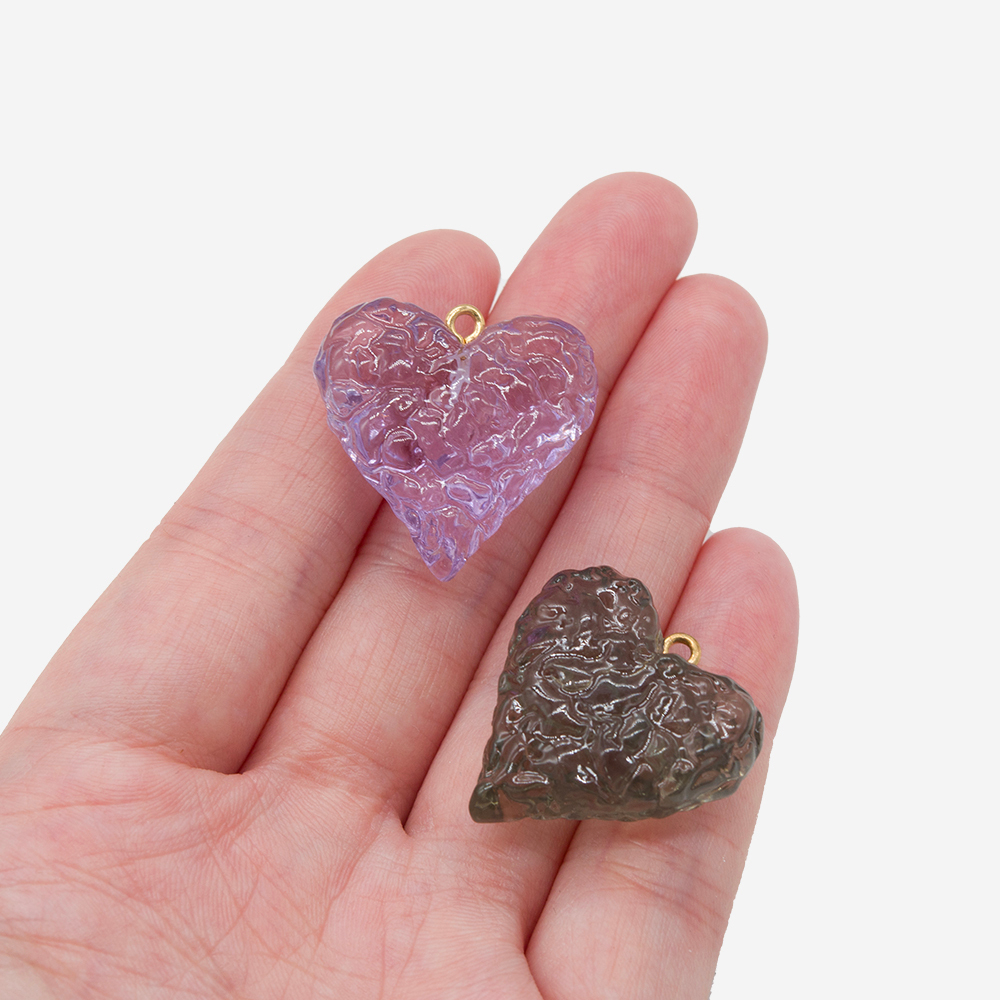 Подвеска "Сердце" с бейлом, 26,6*25,5мм, дымчатый акрил