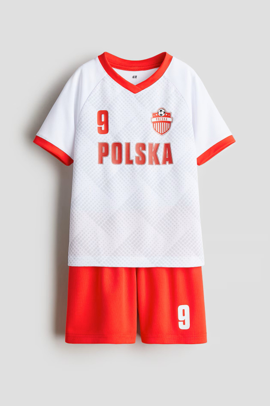 H&M Комплект из шортов и футболки, белый/красный