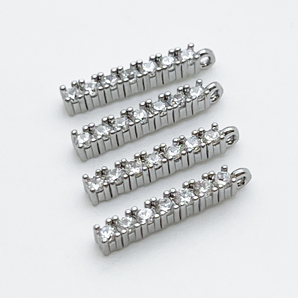 Подвеска Палочка, цвет серебро, фианиты, размер 17*2 мм, цена за 1 шт