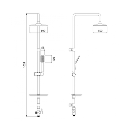 Душевой комплект Lemark LM8804C (стойка, тропический душ, лейка, шланг, мыльница), хром