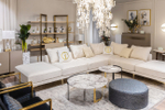 Пуф Garda Decor круглый Мурано (Murano) 80 жаккард принт синий Ana-SIN 80*80*33 см