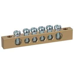 Шина ЭРА NO-122-02 PEN земля-ноль 6х9мм 6/2 латунная с креплениями по краям