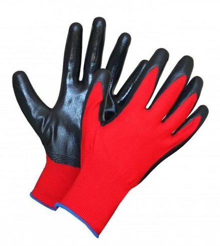 Перчатки нитриловые GEPRO обливные красно-черные 33гр.(12/360 пар)