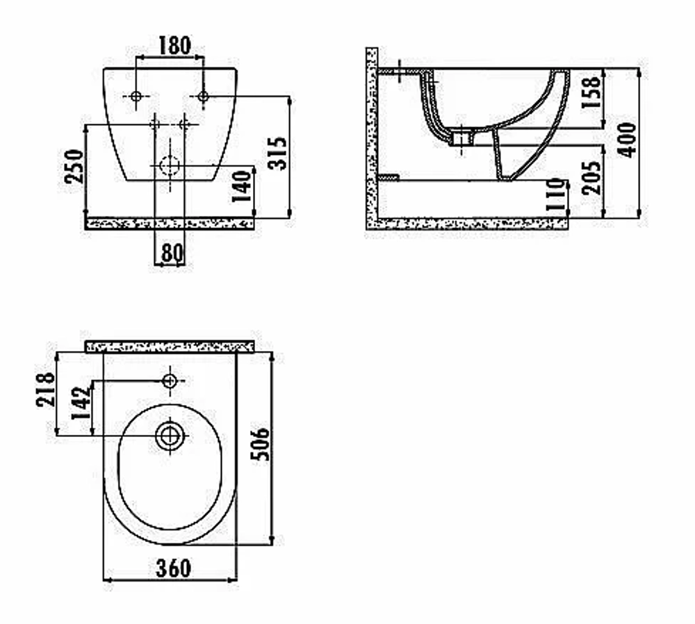 Биде подвесное Creavit Free FE510-00CM00E