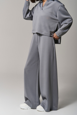 Брюки трикотажные wide leg серые