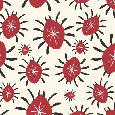 Бежевый паттерн с красными пауками