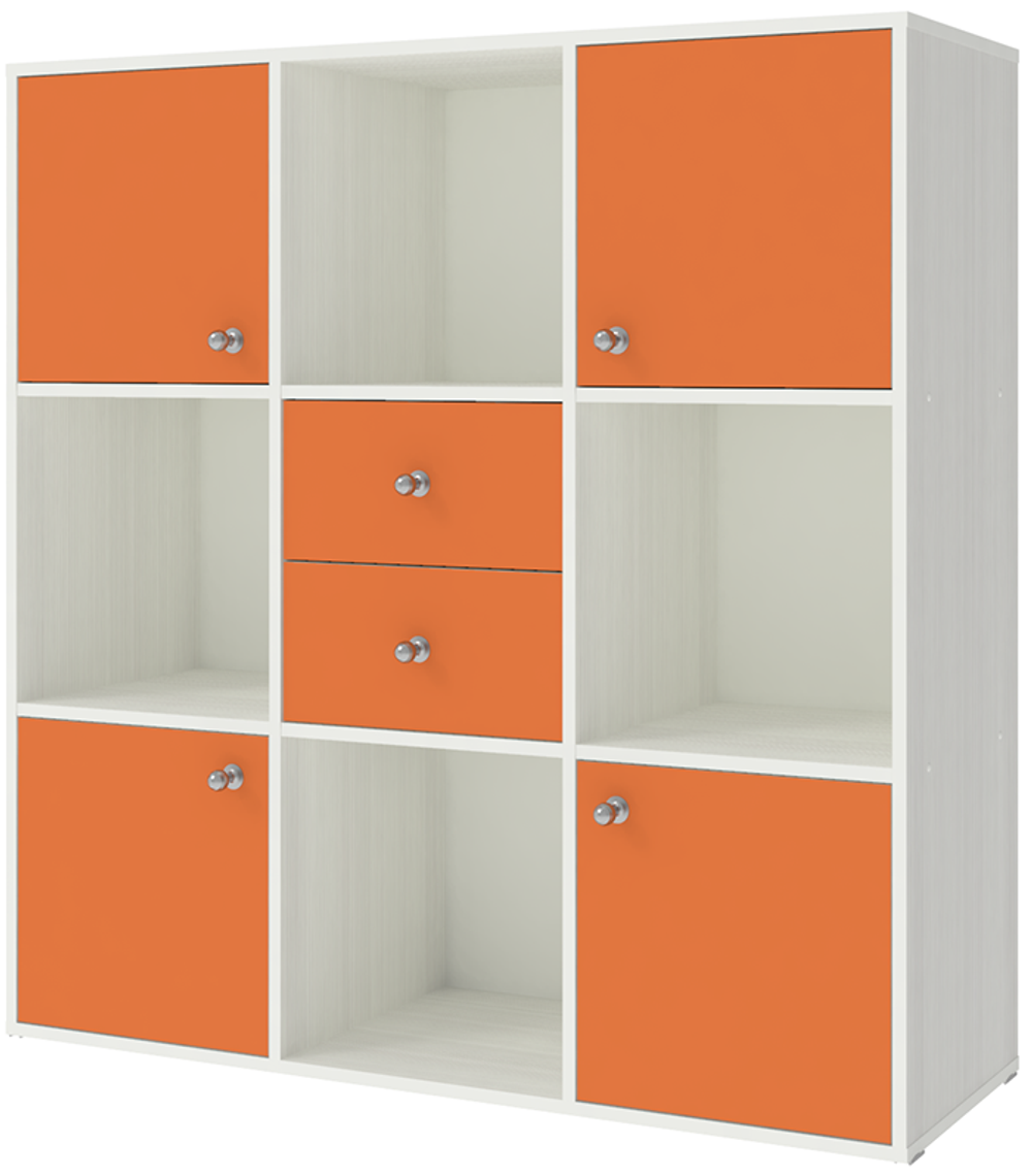 Стеллаж КарИВи Джери Белое Дерево Оранжевый