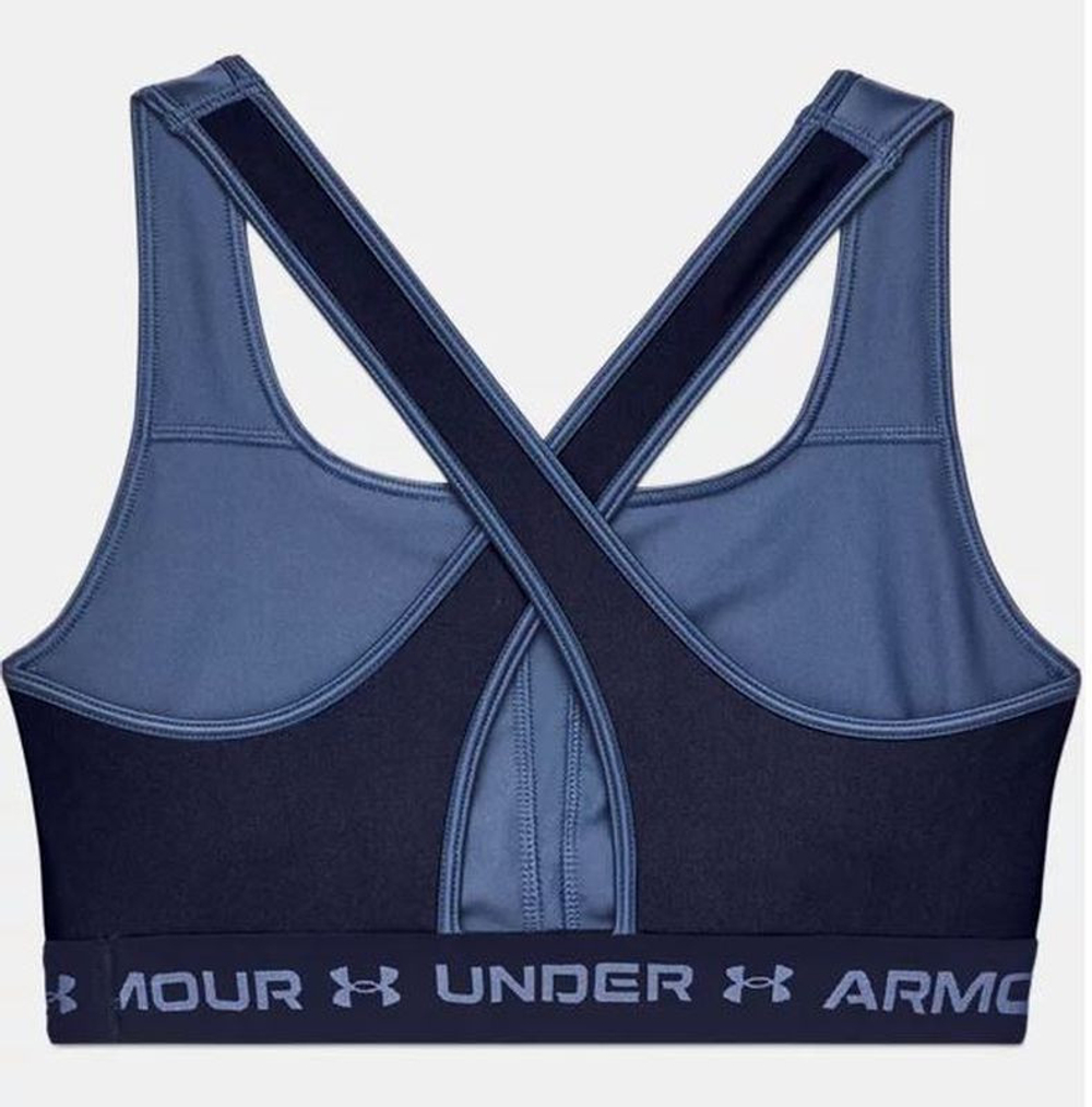 ТОП теннисный Under Armour Women's Mid Crossback Matte/Shine Sports Bra - небесный