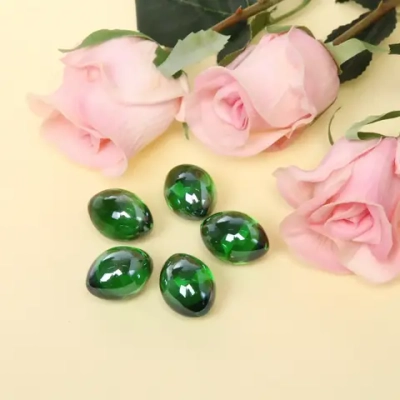 Стеклянные камушки для дизайна d30"Капля-Зеленые кристаллы» 100гр