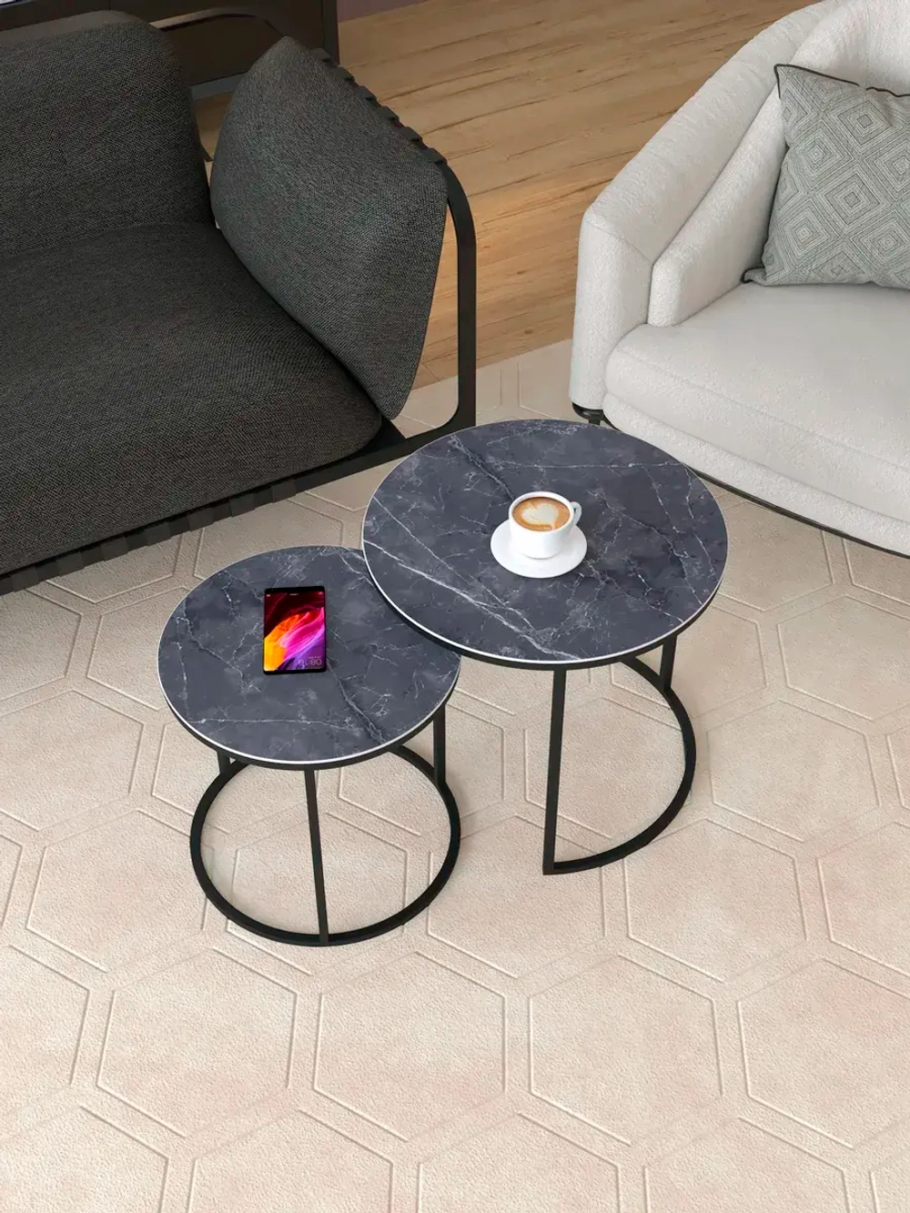 Комплект журнальных столов Акцент - керамогранит 201BMSBKER