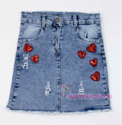 юбка джинс Сердечки 3250
