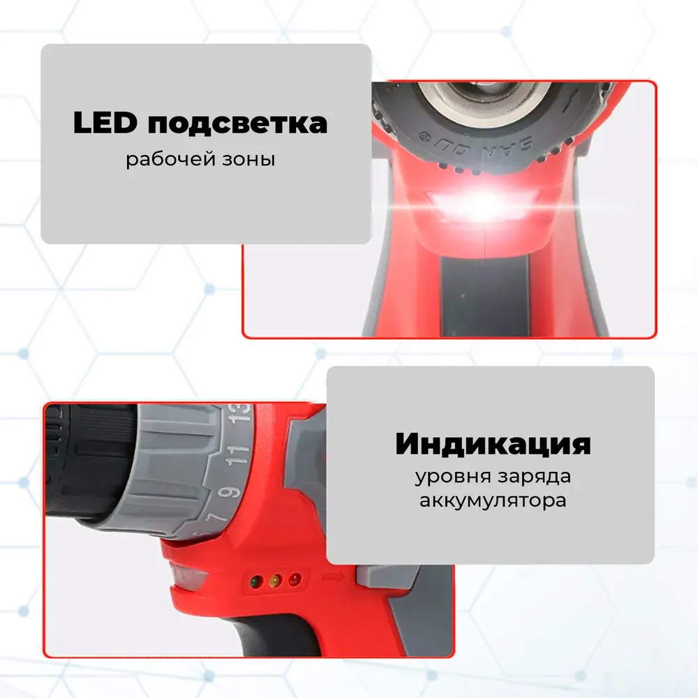 YIKODA Дрель-шуруповерт, 21 В, 40 Нм, 2 АКБ