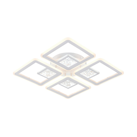 Потолочный светодиодный светильник 120Вт, 9040лм, 3000-6000K, Ra>80, плавная регулировка мощности, изменение цветовой температуры, пульт, металл/акрил/стекло, белый/прозрачный