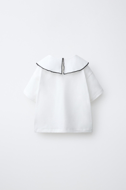 ZARA ФУТБОЛКА С БАНТОМ И ШАРФОМ, БЕЛЫЙ