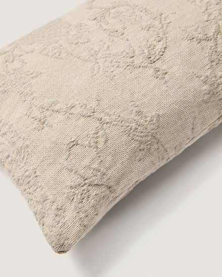 Чехол на подушку Velina из бежевого льняного жаккарда с узором 30 x 50 см