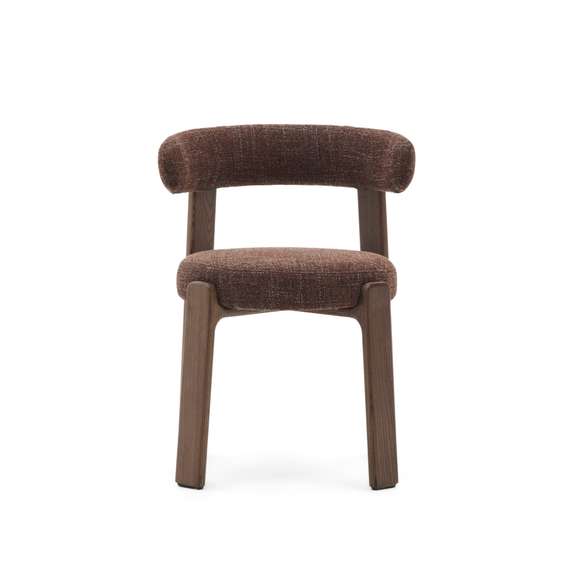 Стул Granite на 4 ножках из коричневого шенилла и массива ясеня в отделке орех