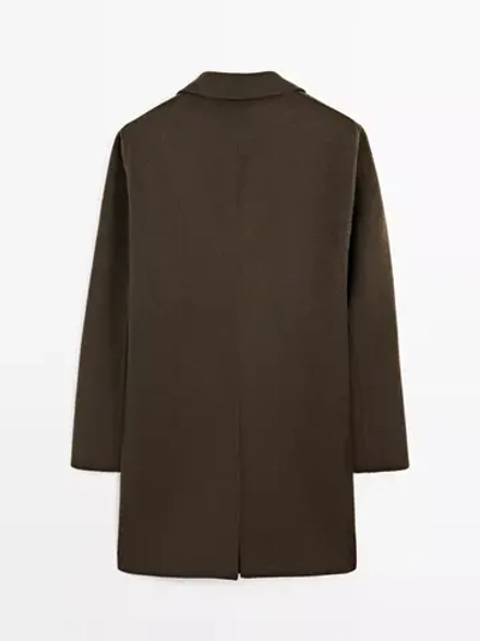 Massimo Dutti Длинное пальто из смесовой шерсти, зеленый