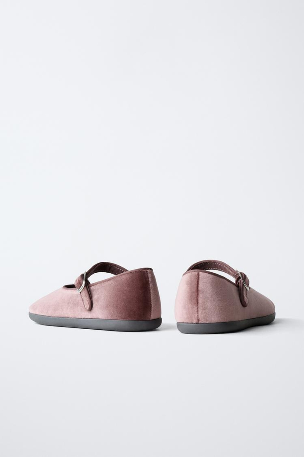 ZARA БАРХАТНЫЕ БАЛЕТКИ, РОЗОВЫЙ