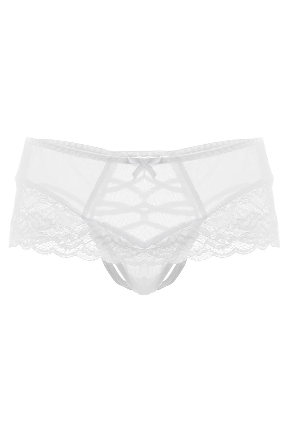 Эротические трусики Erolanta с имитацией шнуровки белые 50-52