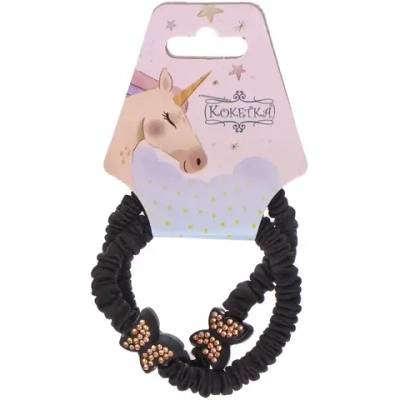 Резинки для волос 2шт «КИРА», бабочки, микс 5 цветов, d-5см (подвес Единорог)