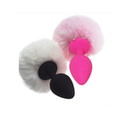 Анальная втулка розовая с заячим хвостом Medium 8,5 см